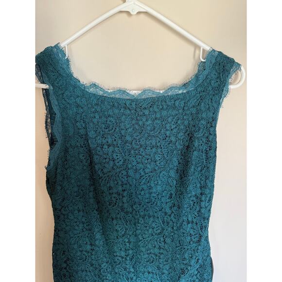 NWT Teal Full Lace Adrianna Papell Formal Cocktail Knee Length Summer Dress - Picture 3 of 11